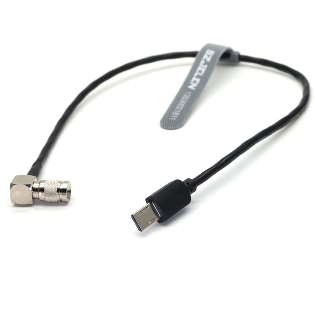 Alt view image 4 of 4 - SZJELEN Timecode Cable Elbow DIN 1.0/2.3 to Micro-USB for Sony FX3 A7S3 A1 - 30cm