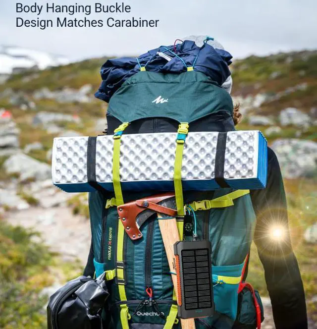 Alt view image 3 of 6 - 20000mAh Solar Portable Charger, Waterproof, Outdoor Camping Power Bank with Bright LED Flashlight, Multi-Function Fast Charging