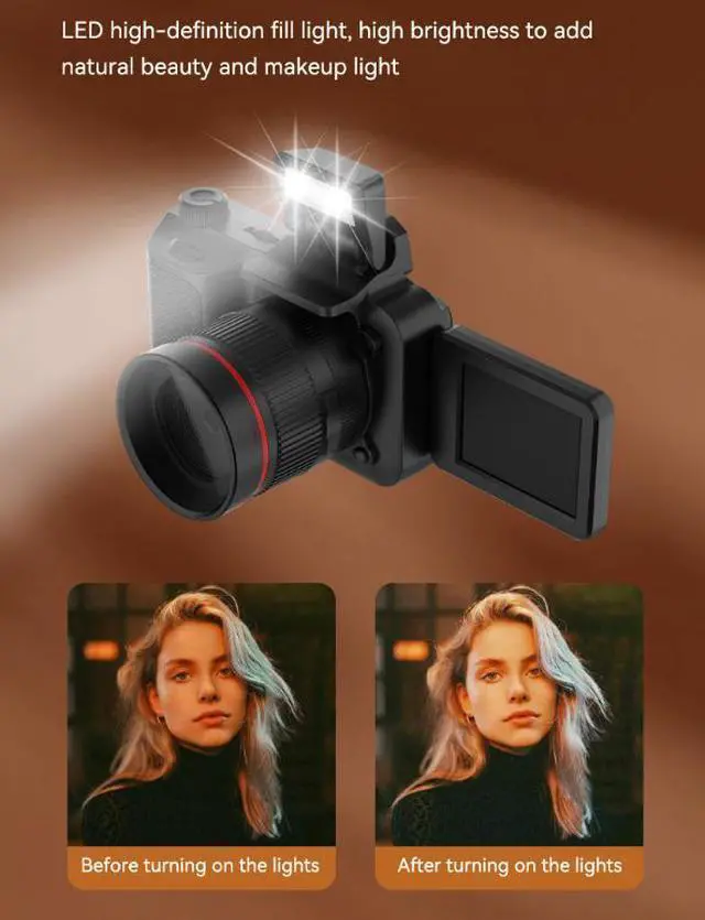 Alt view image 4 of 5 - Retro DSLR Style CCD Digital Camera, High Definition Selfie, Telephoto Lens, Cute Vintage Camera for Girls-32card
