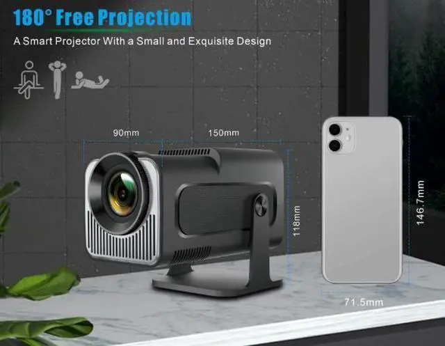Alt view image 3 of 5 - MINI 4K HD Android Smart Portable Short Throw Projector for Home Theater & Home Use