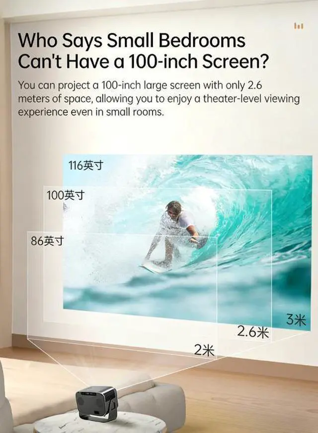 Alt view image 2 of 5 - Mini HD Smart Projector with PTZ Adjustment, Portable Home Cinema Projector for Bedroom & Living Room