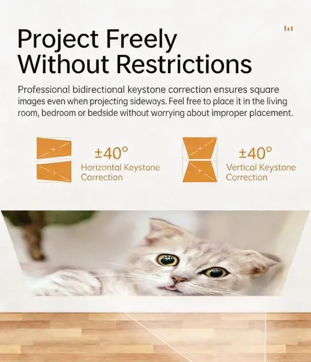 Alt view image 3 of 5 - Mini HD Smart Projector with PTZ Adjustment, Portable Home Cinema Projector for Bedroom & Living Room