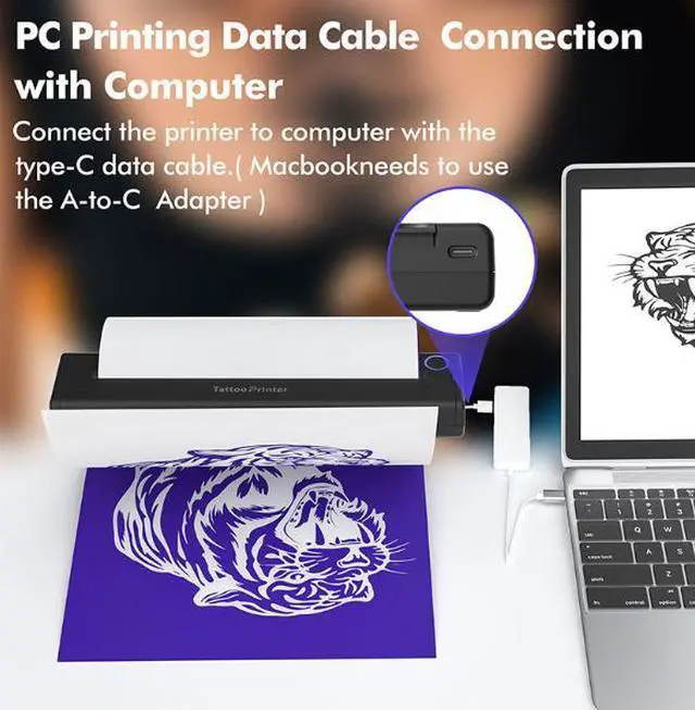 Alt view image 4 of 7 - Mini Bluetooth Thermal Printer, Portable Stencil Transfer Printer for Office & Home Use