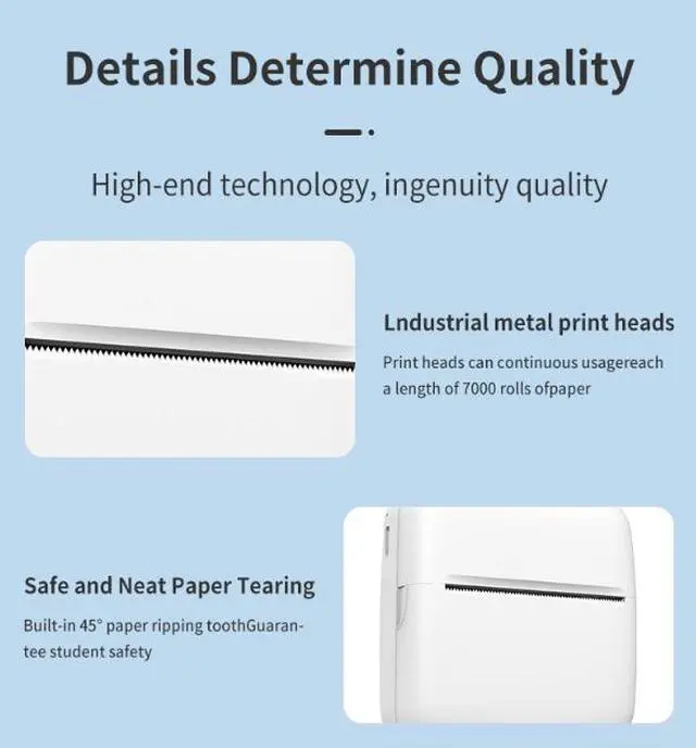 Alt view image 3 of 4 - Portable Mini Wireless Thermal Printer, Bluetooth Connected to Phones, Compact Home Inkless Printer for Sticker Labels & Photos