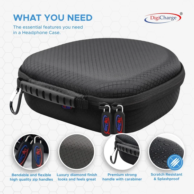 Alt view image 4 of 6 - Carry Case for On Ear Headphones/Headset, Flat Folding For Sony WH-CH520 / WH-CH510 / MDR-ZX110, JBL Live 680NC / Tune 520BT 510BT Wireless Bluetooth, Protective Travel Storage Bag
