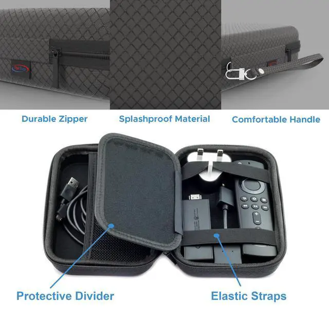 Alt view image 2 of 4 - DigiCharge Hard Carry Case for Amazon Fire TV Stick 4K / Fire TV Stick Remote Control Cables and Charger - Protective Portable Travel Hard EVA Cover Shockproof Storage Bag Pouch, Black