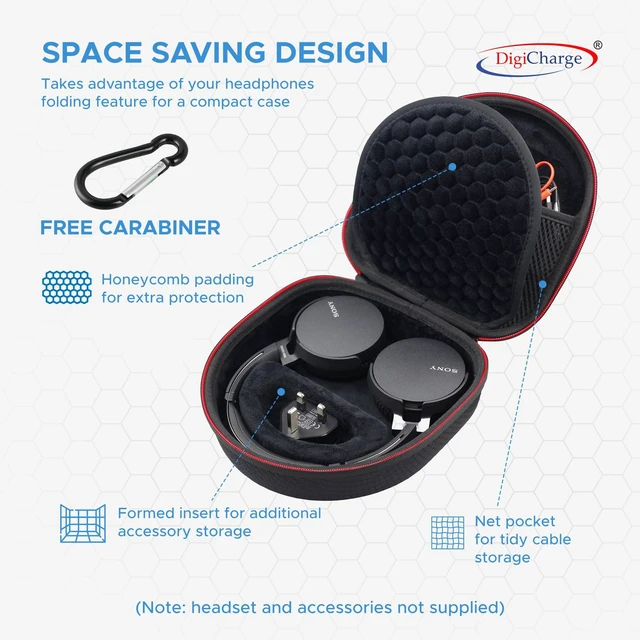 Alt view image 5 of 6 - Carry Case for On Ear Headphones/Headset, Flat Folding For Sony WH-CH520 / WH-CH510 / MDR-ZX110, JBL Live 680NC / Tune 520BT 510BT Wireless Bluetooth, Protective Travel Storage Bag