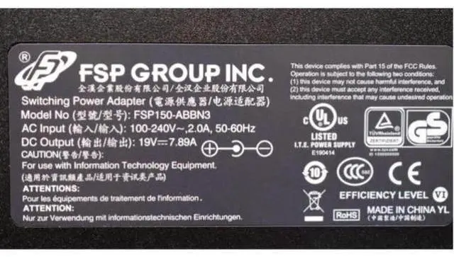 Alt view image 2 of 2 - FSP 150W 19V 7.89A FSP150-ABBN3 AC Adapter for CYBERPOWER TRACER III 15 WITH MECHANICAL NFSV1511 Power Supply Charger