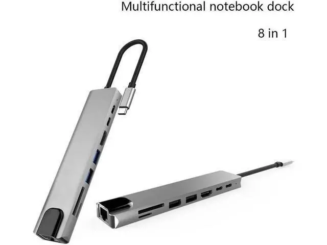 Alt view image 2 of 7 - USB C Hub USB C Dock,8 in 1 Type C Hub Docking Station Adapter Thunderbolt 3 hub Compatible with MacBook Pro, XPS More Type C Devices
