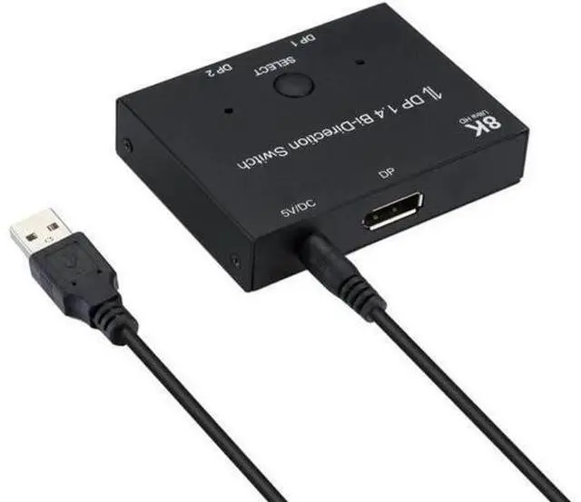 Alt view image 4 of 6 - Displayport 1.4 KVM Switch Splitter 8K@30Hz 4K@120Hz 1x2 or 2x1 Bi-direction Switch Splitter DP Converter for Source and Display