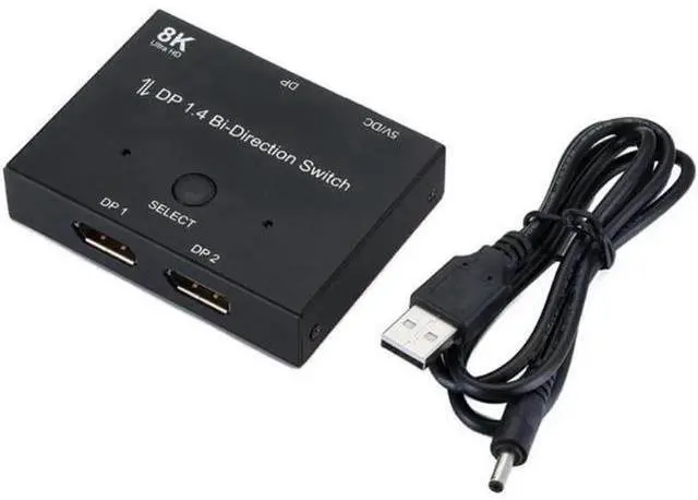 Alt view image 6 of 6 - Displayport 1.4 KVM Switch Splitter 8K@30Hz 4K@120Hz 1x2 or 2x1 Bi-direction Switch Splitter DP Converter for Source and Display
