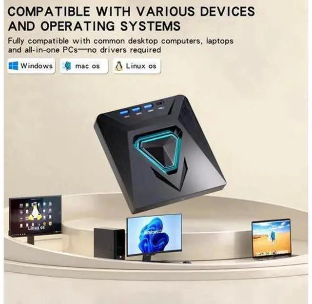 Alt view image 2 of 7 - External CD/DVD Drive for Laptops, 7-in-1 External CD/DVD Drive with 4 USB Ports, SD/TF Card Slots, CD/DVD +/-RW Drive, USB 3.0 DVD Burner Compatible with Laptop, Mac, Windows 11/10/8/7, Linux