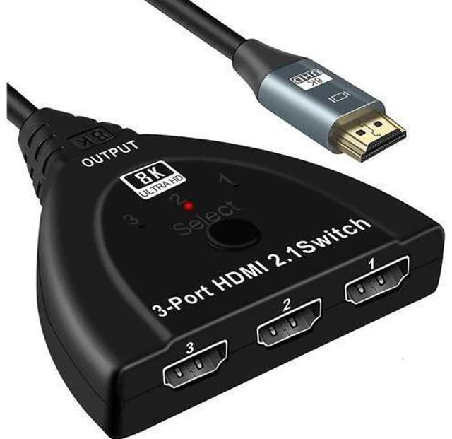 Main image of HDMI Switch 3 in 1 Out 8K@60Hz HDMI Switcher, HDMI Switch Box Hub with Pigtail Cable Supports 8K 60Hz 3D HD1080P for PS4/Xbox One/Fire TV/Apple TV/Sky Box/STB/DVD/Laptop/Roku (OZ8Q3-1)