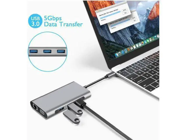 Alt view image 7 of 7 - USB C Hub, USB C Adapter,Jansicotek Thunderbolt 3 hub, Multiport USB C to HDMI Adapter with Type C Charging Port, USB 3.0 Ports, Ethernet Port for MacBook Pro 2017/2016 (10 in 1)