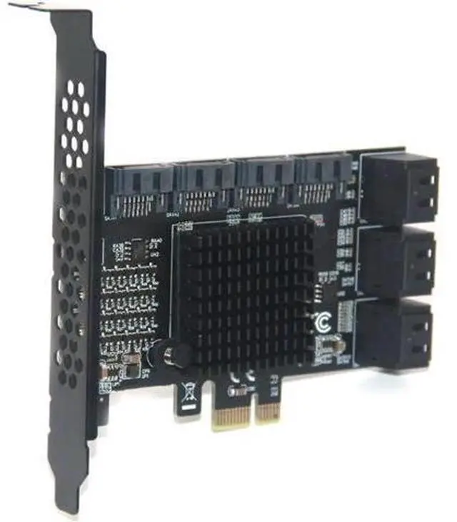 Alt view image 4 of 6 - Chi a Mining 10 Port SATA PCI-E Adapter PCI Express X1 to SATA 3.0 6Gbps Rate Expansion Card Controller with Low Profile Bracket
