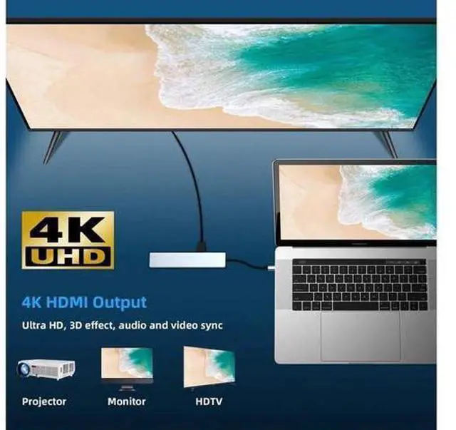 Alt view image 5 of 6 - USB C Hub,8-in-1 USB C Adapter Type C Hub with 4K HDMI RJ45 Ethernet Port 2X USB 3.0 SD/TF Card Reader 87W PD Charging Port Type-C Port Compatible with iPad Pro/MacBook/Type C Devices