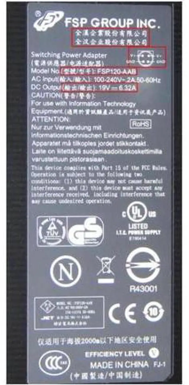 Alt view image 2 of 2 - 19V 6.32A 120W 4PIN FSP FSP120-AAB FSP120-AAV Power Supply AC Adapter For THECUS N4200ECO PRO ASTERISK MPC-424 Charger
