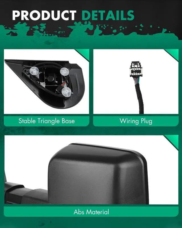 Alt view image 5 of 7 - Tow Mirrors Compatible with for 2007-2014 For Chevy Silverado For GMC Sierra Pickup Truck Power Adjusted Heated LED Turn Signal Running Width Light Black Towing Mirrors LH RH