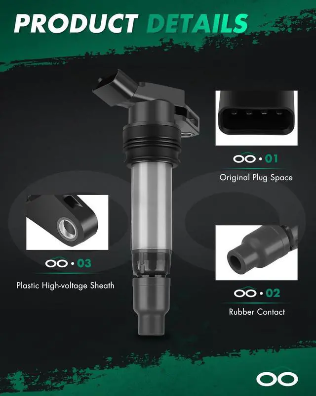 Alt view image 2 of 7 - Pack of 1 Ignition Coil fit for 2007-2016 for Land Rover LR2 for Volvo S60/S80/V70/XC60/XC70/XC90 Compatible with C1677 UF594