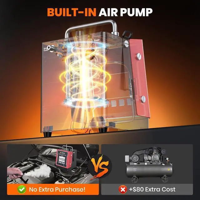Alt view image 4 of 7 - L5000 Classic Automotive Smoke Machine with Built-in Air Pump, Adjustable 0.420 PSI Pressure, LCD Screen, Smoke Diagnostic Leak Detector for EVAP, Intake, Exhaust, Turbo & Cooling Systems