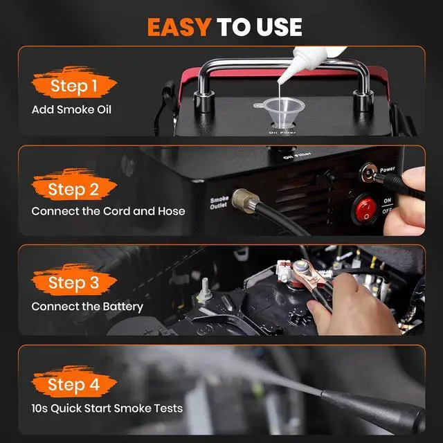 Alt view image 6 of 7 - L5000 Classic Automotive Smoke Machine with Built-in Air Pump, Adjustable 0.420 PSI Pressure, LCD Screen, Smoke Diagnostic Leak Detector for EVAP, Intake, Exhaust, Turbo & Cooling Systems