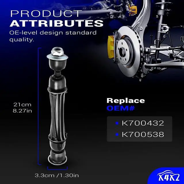 Alt view image 3 of 7 - K700432 Front Stabilizer Sway Bar End Links for 07-17 Chevy Silverado 1500,07-13 Avalanche,07-16 Tahoe,15-16 Suburban/GMC 07-17 Sierra 1500,07-16 Yukon/07-16 Cadillac Escalade Replace K700538