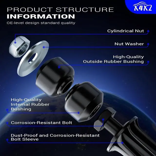 Alt view image 5 of 7 - K700432 Front Stabilizer Sway Bar End Links for 07-17 Chevy Silverado 1500,07-13 Avalanche,07-16 Tahoe,15-16 Suburban/GMC 07-17 Sierra 1500,07-16 Yukon/07-16 Cadillac Escalade Replace K700538