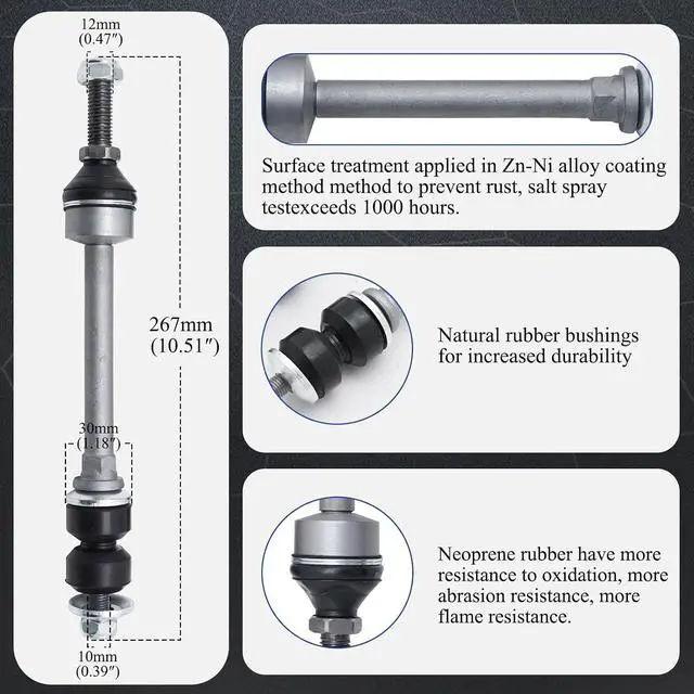 Alt view image 3 of 6 - Zinc-Nickel Alloy Front Stabilizer Sway Bar End Link End Kit for 2003-2021 Dodge RAM 1500 RAM 2500 RAM 3500 RAM1500 Classic K80894