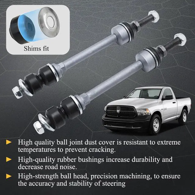 Alt view image 4 of 6 - Zinc-Nickel Alloy Front Stabilizer Sway Bar End Link End Kit for 2003-2021 Dodge RAM 1500 RAM 2500 RAM 3500 RAM1500 Classic K80894