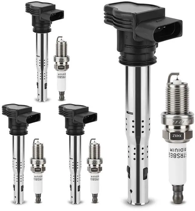 Main image of UF575 Ignition Coil & 1675 Double Iridium Spark Plug for Audi A3 A4 A5 A6 Q5 R8 TT RS4 RS5/Volkswagen Jetta Passat Tiguan Beetle CC Golf GTI Replaces# C1627 07K905715F E1075
