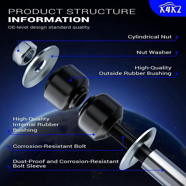 Alt view image 5 of 7 - K8772 Front Stabilizer Sway Bar End Links for Ford 97-02 Expedition,97-03 F-150,04 F-150 Heritage RWD, 97-99 F-250,1997-2003 FORD LOBO/Lincoln 02-03 Blackwood,98-02 Navigator Replaces# K700536