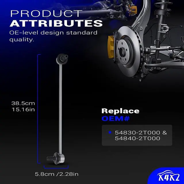 Alt view image 7 of 7 - 13.82" Zinc-Nickel Alloy Front Left Right Stabilizer Sway Bar Links for 2011-2012 Hyundai Sonata 2011-2012 Kia Optima 2.0L 2.4L 548302T000 548402T000 K750610 K750611