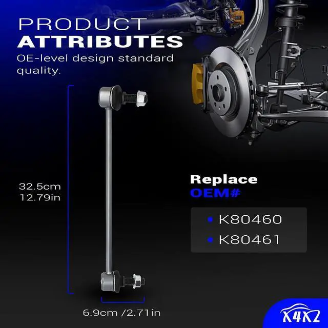 Alt view image 7 of 7 - Zinc-Nickel Alloy Front Stabilizer Sway Bar Links for 2005-2009 Chevy Equinox,2006-2009 Pontiac Torrent,2002-2007 Saturn VUE Replaces #K80460 K80461
