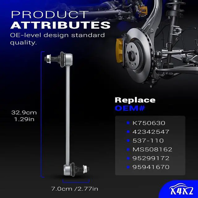 Alt view image 7 of 7 - K750630 Zinc-Nickel Alloy Front Stabilizer Sway Bar End Link for 2012-2020 Chevy Sonic Replaces# 42342547 537-110 MS508162