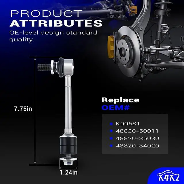 Alt view image 6 of 7 - K90681 Zinc-Nickel Alloy Front Stabilizer Sway Bar End Link for 2005-2015 TOYOTA TACOMA,1996-2002 TOYOTA 4RUNNER,2000-2005 TOYOTA Tundra Replaces# 48820-50011, 48820-35030, 48820-34020