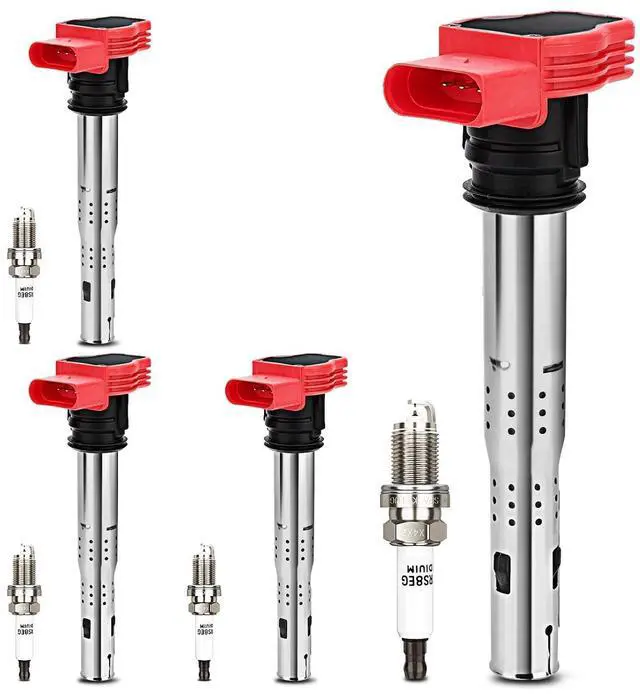 Main image of UF529 Ignition Coil & 4644 Double Iridium Spark Plug For Audi A3 A4 allroad Quattro A5 Q5 TT RS, For VW Beetle CC Eos Golf GTI Jetta Passat Tiguan Replaces# 06E905115 GN10446 C1631