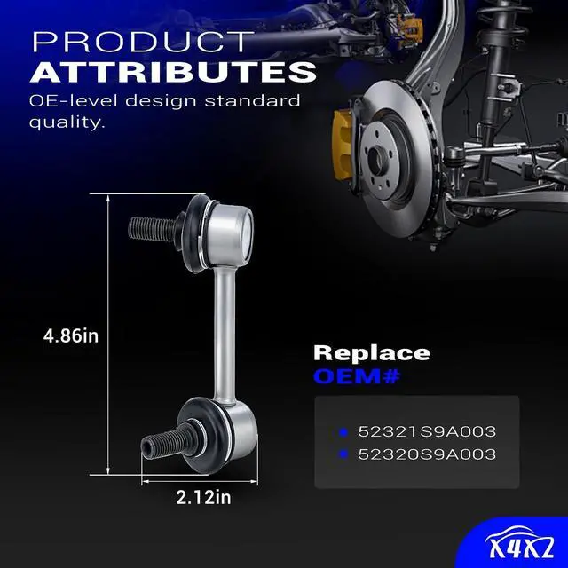 Alt view image 6 of 7 - Zinc-Nickel Alloy Stabilizer Sway Bar Links Rear Left Right for 2002-2006 Honda CR-V 4WD & FWD 52321S9A003 & 52320S9A003
