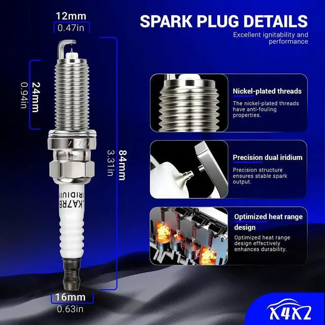 Alt view image 4 of 7 - 1406 Double Iridium Spark Plug for Infiniti EX35 FX35 G25 G35 JX35 M35 M35h M56 Q50 Q70 QX60/Nissan Altima Maxima Murano Quest 350Z V6 Replaces # DILKAR7B11 (Set of 6)