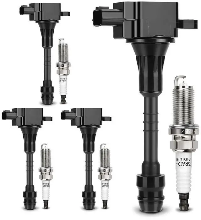 Main image of UF351 Ignition Coil & 4505 Double Iridium Spark Plug for 2001-2005 Nissan Almera,2002-2006 Sentra 1.8L L4 Replaces# 22448-6N015 22448-6N011 C1397 5C1394 (Set of 4)