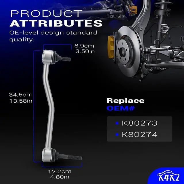 Alt view image 7 of 7 - Zinc-Nickel Alloy Front Stabilizer Sway Bar Links for 2000-2005 Ford F-250 F-350 F-450 F-550 Super Duty Excursion 4WD K80273 & K80274