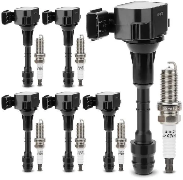 Main image of UF401 Ignition Coil & 4469 Double Iridium Spark Plug 6PCS for Nissan Altima Maxima Pathfinder Quest 350Z Frontier Xterra NV1500 NV2500 NV3500/Infiniti FX35 I35 QX4 G35 M35 Replaces# 22448-AL61C