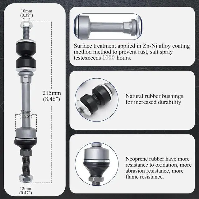 Alt view image 3 of 6 - Zinc-Nickel Alloy Front Stabilizer Sway Bar End Link End Kit for 2004-2008 Ford F-150 2WD 2006-2008 Lincoln MARK LT 2WD K80337