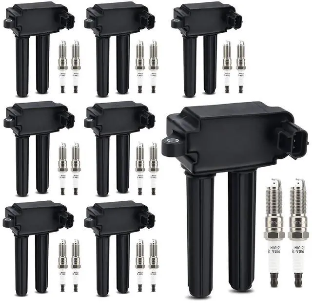 Main image of UF504 Ignition Coils & 3381 Double Iridium Spark Plug For 05-15 Chrysler 300 Aspen/Dodge Challenger Charger Durango Magnum Ram 1500 2500 3500/Jeep Grand Cherokee V8 5.7L 6.4L Replaces#52-1828 GN10352