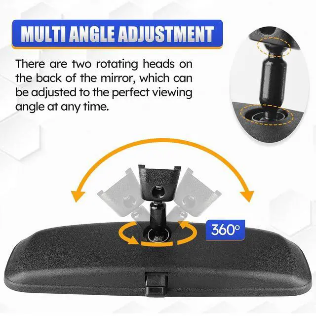 Alt view image 5 of 7 - 10.6" Rear View Mirror, Interior Rearview Mirror Universal Fit Type, Compatible with Jeep Wrangler Nissan Rogue Altima Toyota Corolla Camry Tacoma Ford F150 Focus Honda Civic Accord and More for car