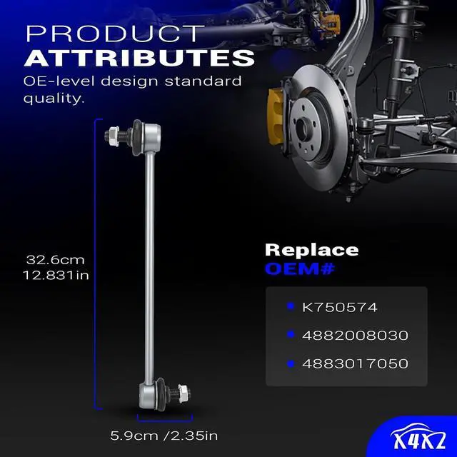 Alt view image 5 of 7 - K750574 Zinc-Nickel Alloy Front Stabilizer Sway Bar End Link For 2011-2020 TOYOTA Sienna Replaces# 4882008030, 4883017050