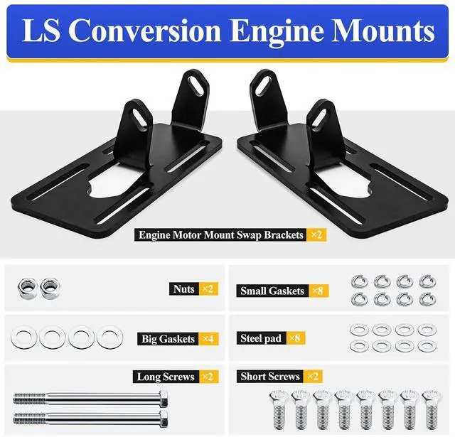 Alt view image 3 of 6 - LS Conversion Engine Mounts / Swap Adjustable Motor Conversion Bracket for 1973-1987 Square Body 1988-1998 OBS Chevy GMC C/K Truck LS1 LS2 LS6 LSX LQ4 LQ9