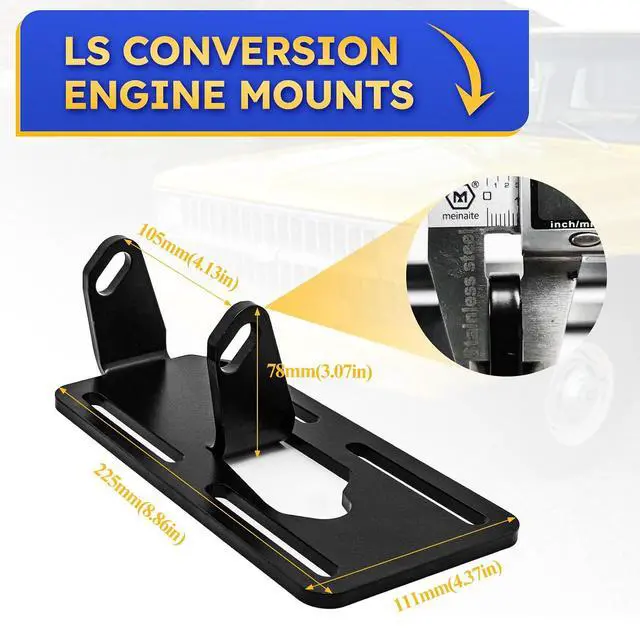Alt view image 4 of 6 - LS Conversion Engine Mounts / Swap Adjustable Motor Conversion Bracket for 1973-1987 Square Body 1988-1998 OBS Chevy GMC C/K Truck LS1 LS2 LS6 LSX LQ4 LQ9