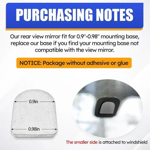 Alt view image 3 of 7 - 10.6" Rear View Mirror, Interior Rearview Mirror Universal Fit Type, Compatible with Jeep Wrangler Nissan Rogue Altima Toyota Corolla Camry Tacoma Ford F150 Focus Honda Civic Accord and More for car