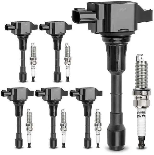 Main image of UF550 Ignition Coil & 1406 Double Iridium Spark Plug for Nissan Altima Maxima Murano Pathfinder Quest 350Z/Infiniti EX35 FX35 G25 G35 JX35 M35 M35h Q50 Q70 QX60 3.5L V6 C1670 22448-JA10C 5C1727