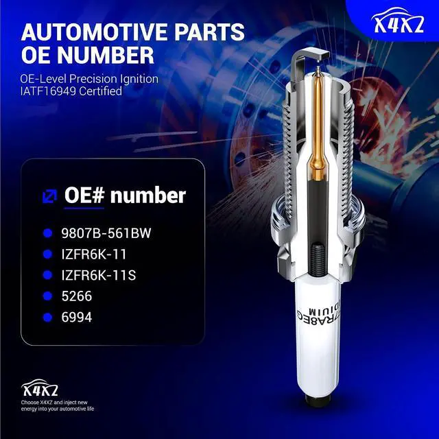 Alt view image 4 of 7 - 5266 Double Iridium Spark Plug For HONDA 03-07 Accord,02-05 Civic,02-09 CR-V,03-11 Element/ACURA 05-08 RL,02-06 RSX,04-08 TL,04-08 TSX Replaces IZFR6K-11 IZFR6K-11S 5266 6994 (Set of 4)